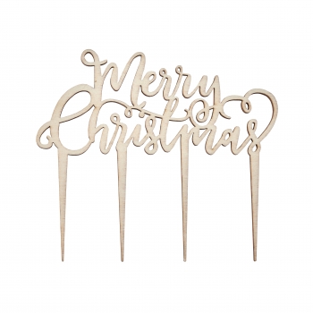 Cake Topper - Merry Christmas - Wooden